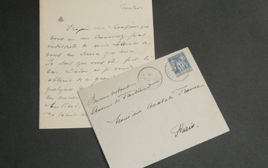 Léontine Lippmann [madame Arman de Caillavet] - Lettre autographe signée à son futur amant Anatole France, l'année de leur début de liaison brûlante - 1888
