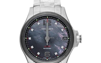 Longines Conquest L33194886 - Longines Conquest Quartz Black Dial Stainless Steel Ladies Watch