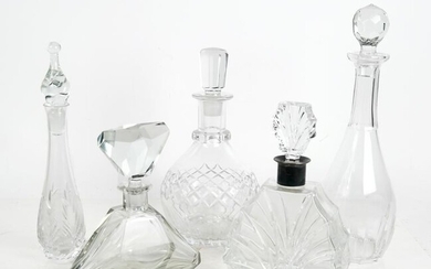 Lot of Five Crystal Decanters
