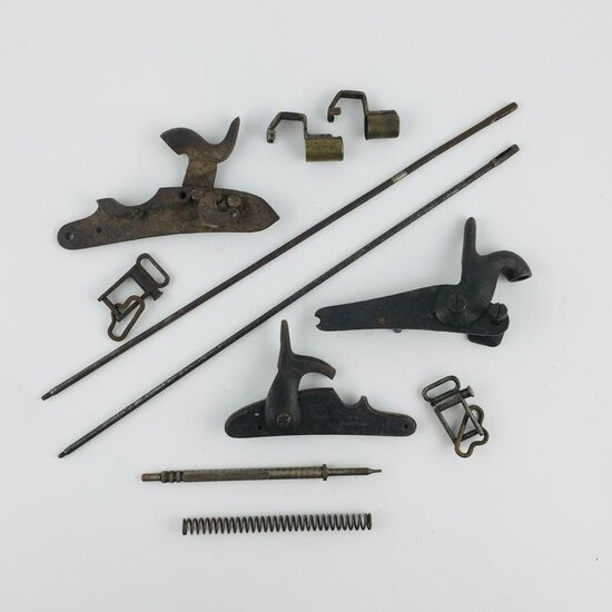 Lot of ten miscellaneous spare parts for antique guns