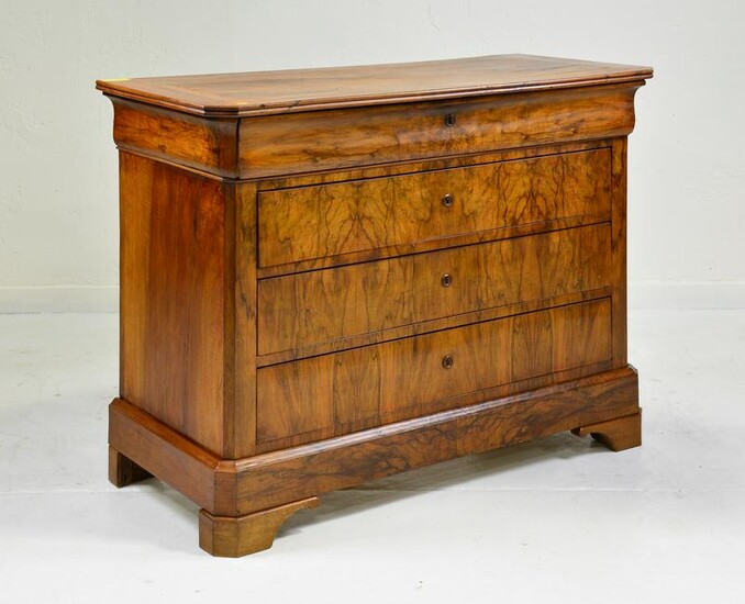 Louis Philippe Style Walnut 4 Drawer Chest / Commode