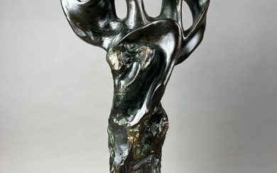Loulou SCHILD (1943) "Ange" Sujet en céramique à émail nuancé Monogrammé Hauteur 63 cm