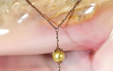 Low Reserve Price - 18 kt. Freshwater pearls, Golden south sea pearls, Pink gold, Unique design - Pearl sizes 10,8x13mm - Necklace