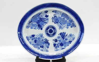 Lowestoft Chinese export porcelain oval platter