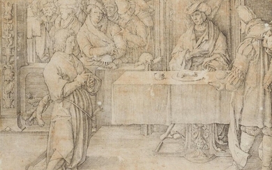 Lucas van Leyden, Dutch 1494-1533- Joseph interpreting the Pharaoh's Dreams; engraving on laid paper, signed with initial 'L' (lower centre) 12.7 x 17 cm. Provenance: The estate of the late designer Anthony Powell. Literature: New Hollstein (Dutch...