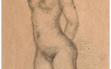 Aristide MAILLOL Femme nue debout de profil Crayon sur papier h:32.0 CM, d:21.0 CM Signé...