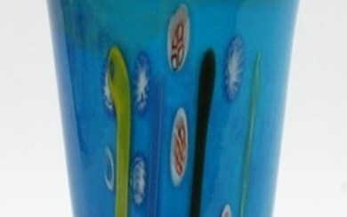 MURANO ITALY UNSIGNED BLUE VASE, 1960'S