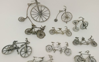 Magnificent Collection of Ten Silver Bicycles (10) - .800 silver - Italy - Second half 20th century