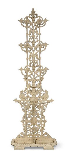 Manner of Coalbrookdale, Aesthetic Movement ornate hall stand, late 19th century, Cast iron, painted white, Date lozenge verso, 196cm high, 65cm wide, 33cm deep Provenance The estate of the late designer, Anthony Powell