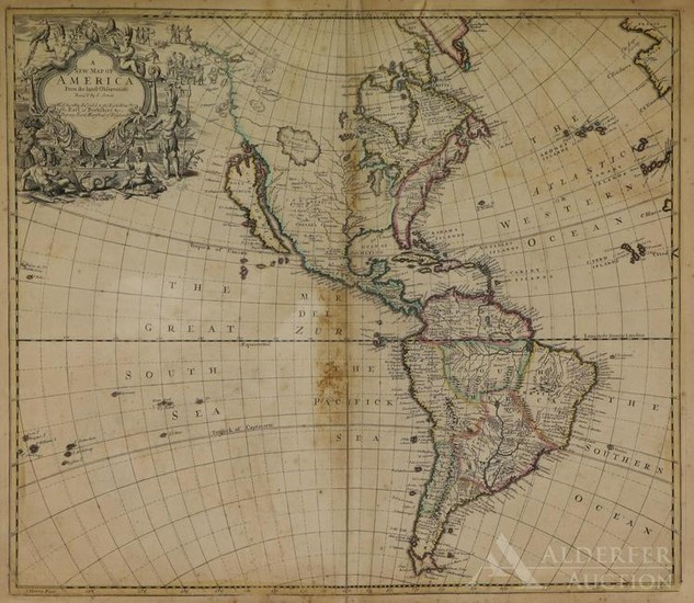 Map North and South America by John Senex--1719