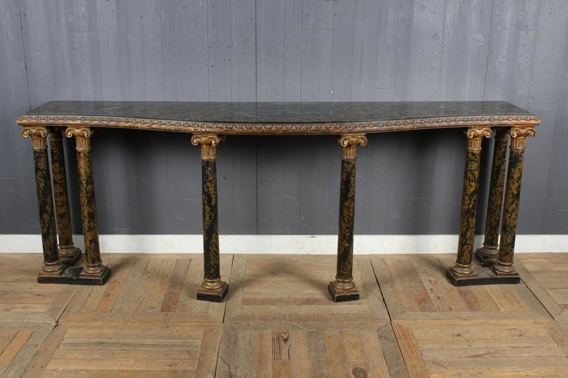 Faux Painted Marble Top Console