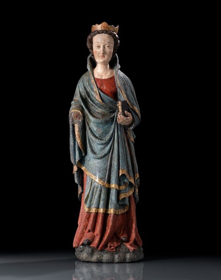 Marie d'un groupe de l'Annonciation, Est de la France/Lorraine, vers 1400, Figure debout avec une...