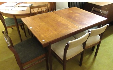 Mid century teak rectangular extending dining table and set ...