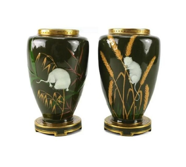 Minton Porcelain Pate-Sur-Pate Japonism Vases, c1880