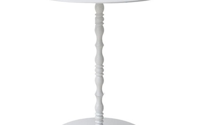 Modern White Enameled Metal Spindle Side Table