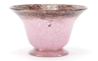 Monart brown and pink art glass bowl with flared rim