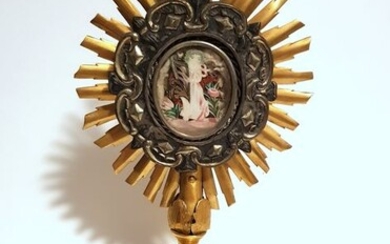 Monstrance Sacral Church Cross - Brass - Late 19th century
