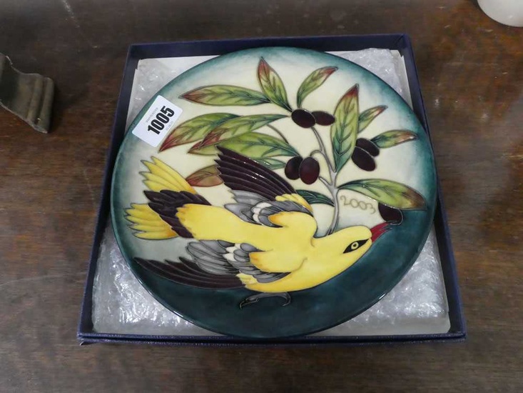 Moorcroft limited addition plate No 341/750 " Golden Oriole "...