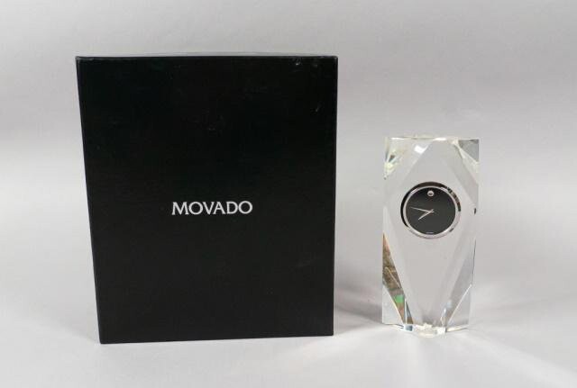 Movado Glass Desk Clock