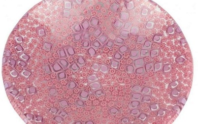 Murano Glass Pink Millefiori Round Coin Tray