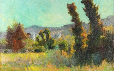 Narcisse Guilbert (1878-1942) - Paysage, prairie à Saint Gervais ( Près de Rouen )