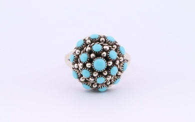 Native America Navajo Handmade Sterling Silver Turquoise Ring By D.C.