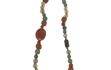 Necklace, Comprised Of Jadeite, Cornelian and Faceted Citrin...
