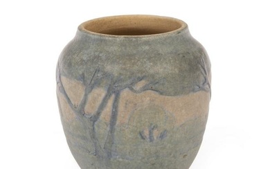 Newcomb College Art Pottery Vase , 1919, decorated by Sadie Irvine, matte glaze, with a