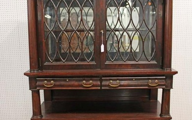 Nice antique burl empire mahogany paw foot 2 drawer 4 door china server with key