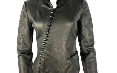 Nina Ricci Black Leather Jacket, Size 36