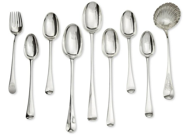 Nine pieces of Georgian sterling silver flatware