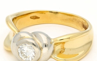 No Reserve - 18 kt. Bicolour, Gold - Ring - 0.24 ct Diamond