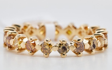 No Reserve Price - 1.6 tcw - Fancy Intense Brownish Yellow - 14 kt. Yellow gold - Ring Diamond