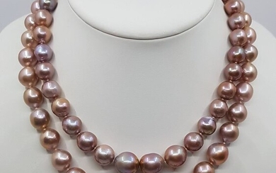 No Reserve Price - 925 Silver - 9x13mm Special Colour Edison Pearls - Necklace