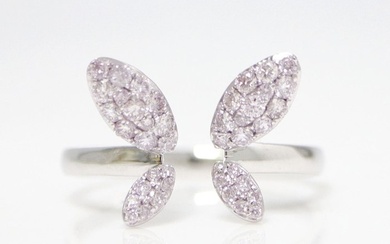 No Reserve Price-IGI 0.39 ct Natural Pink Diamonds Butterfly Ring - 14 kt. White gold - Ring - 0.39 ct Diamond - IGI Certified
