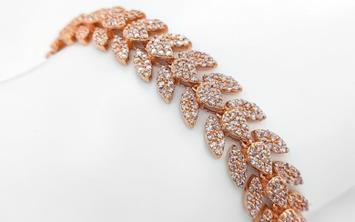 No Reserve Price - IGI Certified 4.71 Carat Pink Diamonds - Bracelet - 14 kt. Rose gold