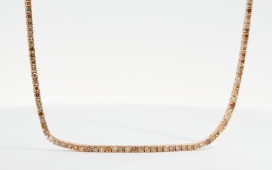 No Reserve Price - Necklace Pink Gold Diamond (Natural)