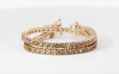 No Reserve Price - Tennis bracelet Yellow gold Diamond (Natural)