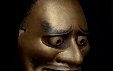 Noh mask, Sculpture - Wood - Very RARE - Noh mask 能面 of “Kurohige (Golden)” 黑髭 (泥） - Japan - Shōwa period (1926-1989)