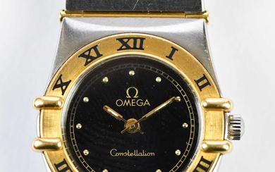 OMEGA; a lady's Constellation bimetallic wristwatch with Roman numerals to...