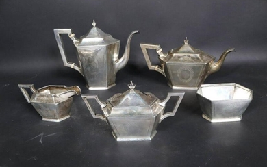 Old Newbury Crafters Faceted Sterling Coffee Set