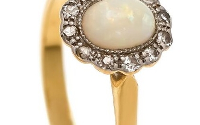 Opal old cut diamond ring