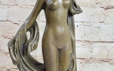Original Sweet and Demure Nude Woman Bronze Sculpture