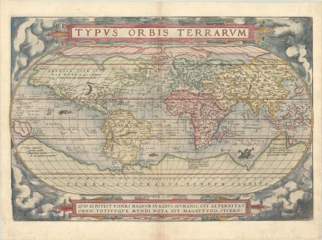 Ortelius' Famous World Map - First Plate, "Typus Orbis Terrarum", Ortelius, Abraham