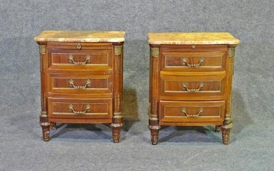PAIR MARBLE TOP END COMMODES