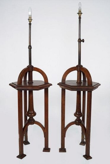PAIR OF ARTS AND CRAFTS LAMP TABLES
