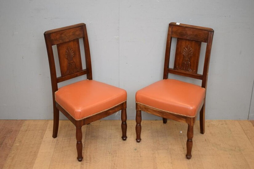 PAIR OF DIRECTOIRE PERIOD MAHOGANY SIDE CHAIRS ATTRIBUTED TO GEORGES JACOBE, C.1795 - 1810 (H87 X W50 X D45 CM) (LEONARD JOEL DELIV...