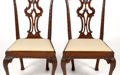 PAIR OF ENGLISH MAHOGANY CHIPPENDALE SIDE CHAIRS