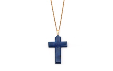 PENDENTIF retenant une croix en lapis lazuli.... - Lot 105 - Osenat