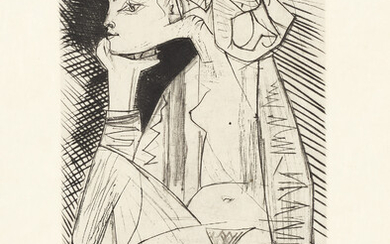 Pablo Picasso, Femme assise en tailleur: Geneviève Laporte (Seated Woman in a Suit: Geneviève Laporte) (Bl. 1837; Ba. 888; C. 147)